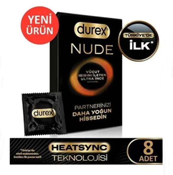 Durex Nude Vücut Isısını İleten Ultra İnce Prezrvatif 8'li ürün görseli 1