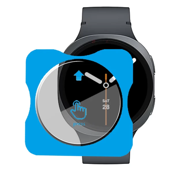 Samsung Watch 8 44mm Uyumlu Kolay Takılabilir Takma Aparatlı Temperli Cam Ekran Koruyucu ürün görseli 1