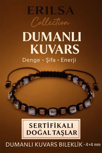 Sertifikalı Doğal Terahertz - Dumanlı Kuvars Taşı Bileklik 4x4 mm - Denge Şifa Arınma Taşı ürün görseli 1