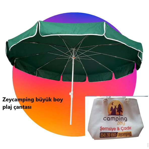 220cm plaj cafe deniiz semşiyesi +tasıma çantası + plaj çantası ürün görseli 1