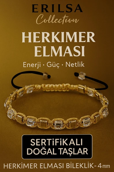 Sertifikalı Doğal Terahertz - Herkimer Elması Taşı Bileklik 4x4 mm - Arınma ve Işık Taşı ürün görseli 1