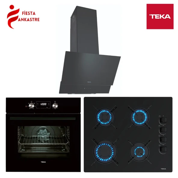 TEKA CHEF 5 SİYAH ANKASTRE SET ( HAK 625 BK FIRIN + GBE 64002 BK OCAK + ATV 60 BK DAVLUMBAZ ) ürün görseli 1