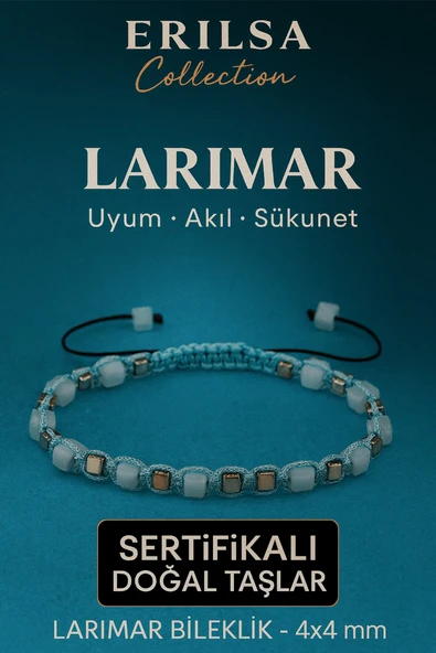 Sertifikalı Doğal Terahertz - Larimar Taşı Bileklik 4x4 mm - Uyum Sakinlik ve Şifa Taşı ürün görseli 1