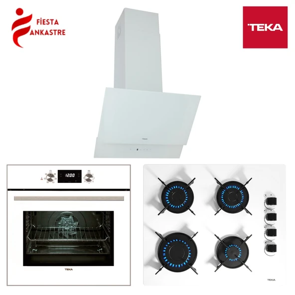 TEKA CHEF 6 BEYAZ ANKASTRE SET ( HAK 625 WH FIRIN + GBE 64002 WH OCAK + ATV 60 WH DAVLUMBAZ ) ürün görseli 1