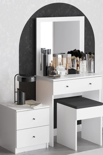 Decormet Nice Makyaj Masası Beyaz - Resim 2
