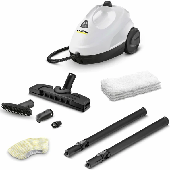 Karcher KST 2 + Cloth Set 1500W 3.2 Bar Buharlı Temizlik Makinesi - Beyaz ürün görseli 1
