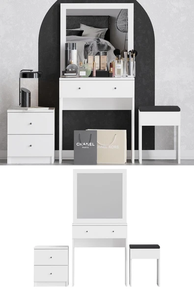 Decormet Nice Makyaj Masası Beyaz ürün görseli 1