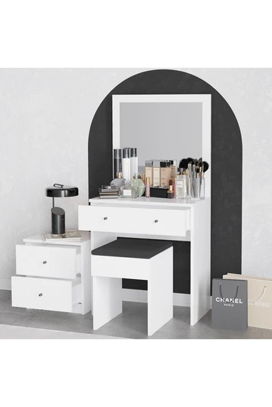Decormet Nice Makyaj Masası Beyaz - Resim 9