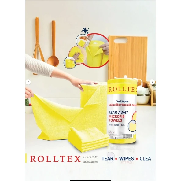 Rolltex Yırt Kopar %100 Mikrofiber Temizlik Bezi 30X30CM 20'li Yeşil Renk ürün görseli 1