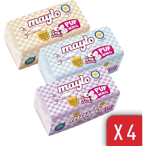Maylo Puf Mendil Kış Serisi 150 Yaprak 4'lü Paket ürün görseli 1