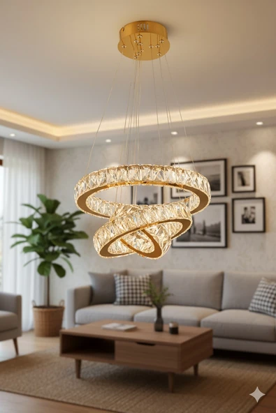 GN GEN AYDINLATMA Plaket Kristal Taş Işlemeli Gold Paslanmaz Ledli 20-30-40 cm 3 Renk ürün görseli 1