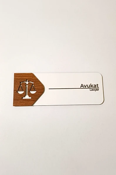 Avukat Odası Kapı Tabelası Kişiselleştirilebilir– MDF Ofis Oda İsimliği | 19x7 cm ürün görseli 1