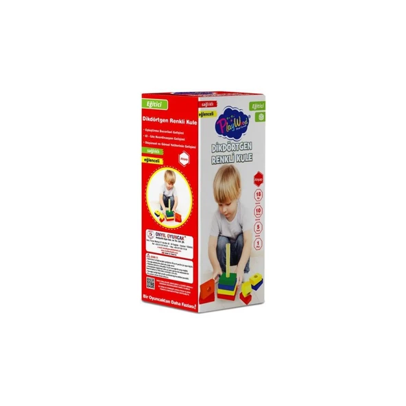 DİKDÖRTGEN RENKLİ KULE AHŞAP - Resim 3