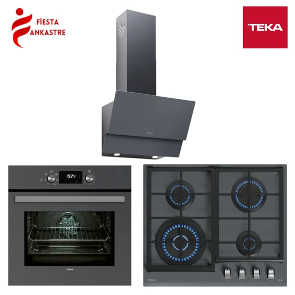 TEKA GRİ ANKASTRE SET 10 ( HAK 625 ST FIRIN + GZC 64320 ST ANKASTRE OCAK + ATV 60 ST DAVLUMBAZ ) ürün görseli 1