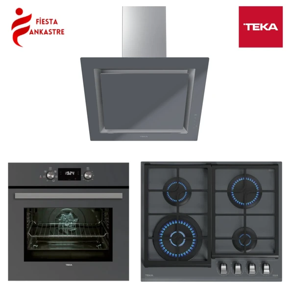 TEKA GRİ ANKASTRE SET 11 ( HAK 625 ST FIRIN + GZC 64320 ST ANKASTRE OCAK + DLV 68660 ST DAVLUMBAZ ) ürün görseli 1