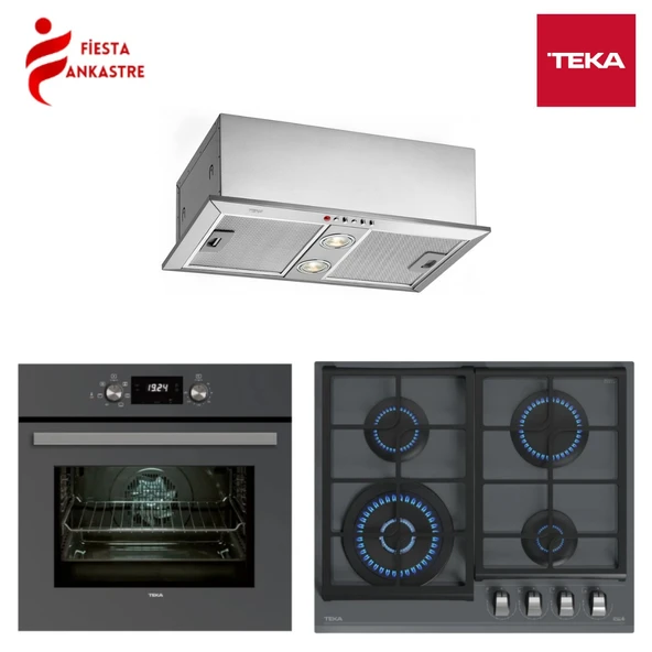 TEKA GRİ ANKASTRE SET 8 ( HAK 625 ST FIRIN + GZC 64320 ST ANKASTRE OCAK + GFH 55 GÖMÜLEBİLİR ASPİRATÖR ) ürün görseli 1
