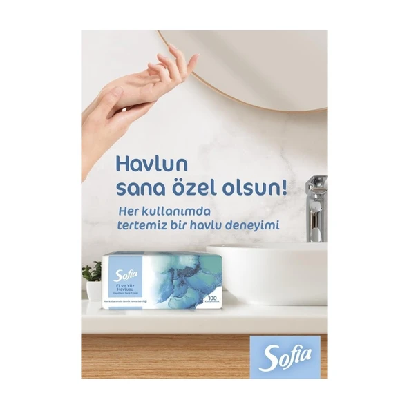Sofia El Yüz Havlusu 100'LÜ X16 Paket - Resim 2