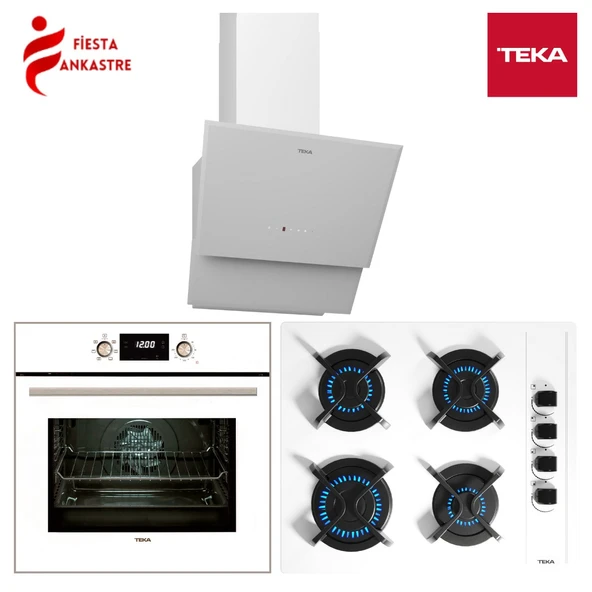 TEKA CHEF 8 BEYAZ ANKASTRE SET ( HAK 627 WH FIRIN + GBC 64002 WH OCAK + TVT 60.1 WH DAVLUMBAZ ) ürün görseli 1
