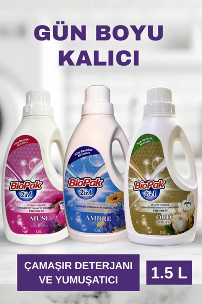 BioPak Sıvı Deterjan ve Yumuşatıcı 2'1 Arada 3'lü Set ürün görseli 1