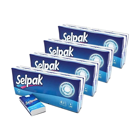 Selpak Klasik Mendil 4 Katlı 10X10 4'lü Set ürün görseli 1