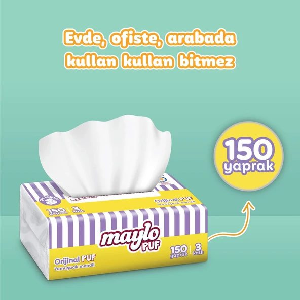 Maylo Puf Mendil 150'li Tek Paket - Resim 7
