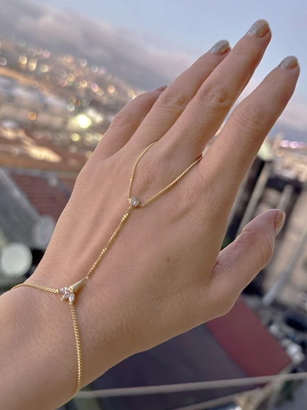 Modern Tasarım Gurmet Zincir Gümüş Şahmeran Bileklik – 925 Ayar - Gold Renk ürün görseli 1
