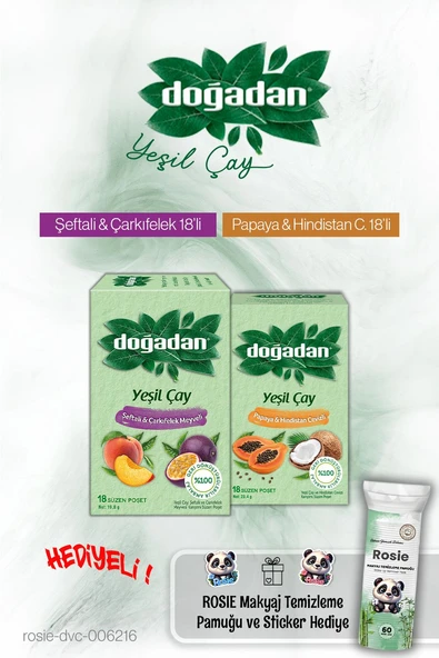 Doğadan Papaya Hindistan Ceviz ve Şeftali Çarkıfelek 18'li ve Rosie Hediyeli ürün görseli 1