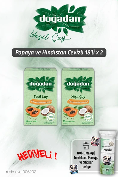 Doğadan 2'li Yeşil Çay Papaya Hindistan Cevizli 18'li ve Rosie Pamuk ürün görseli 1
