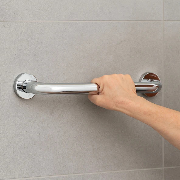Tutunma Barı 19 Çap 20 cm Paslanmaz Çelik Krom Duvar Tipi Banyo Tuvalet Destek Barı Tutma Aparatı ürün görseli 1