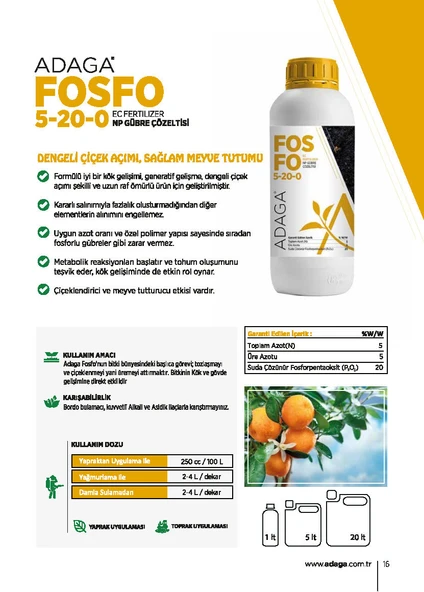 ADAGA  Fosfo 5-20-0 - 5 Litre - Resim 2