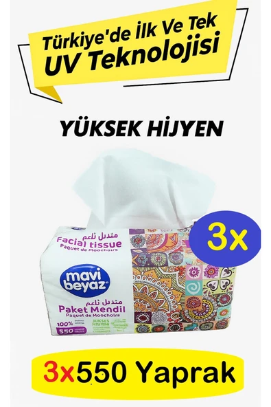 MAVİ BEYAZ Pratik Paket Çek Kullan Mendil - Peçete 3x550 Yaprak ürün görseli 1