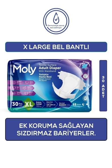 Moly Bel Bantlı Hasta Bezi XL 30'lu ürün görseli 1