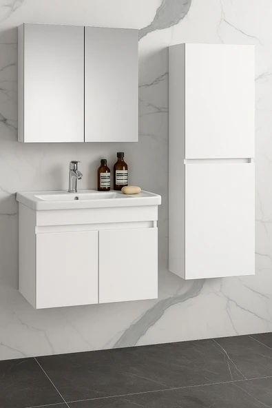 DEMEZLER MOBİLYA Viena Banyo Dolabı ve Ayna Üst Modül Takım ürün görseli 1