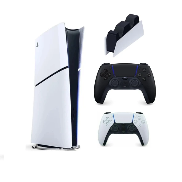 Sony Playstation 5 Slim Dijital + 2. DualSense Ps5 Kol SiYAH + Sarj istasyonu (İthalatçı Garantili) ürün görseli 1