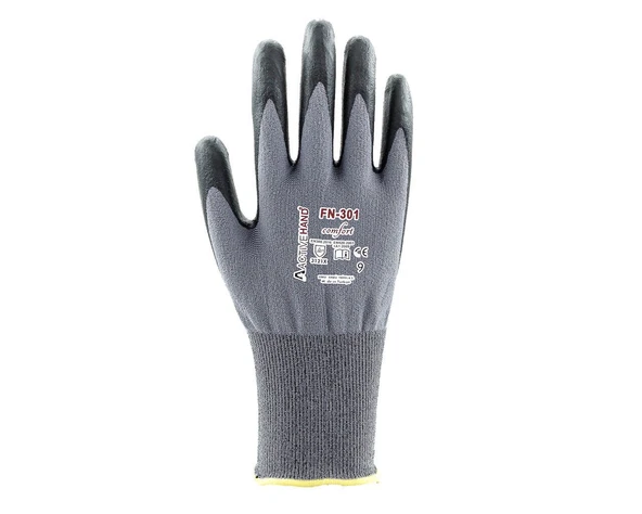FN 301 COMFORT NO:8 Köpük Nitril Kaplı Polyester Likra Eldiven ürün görseli 1