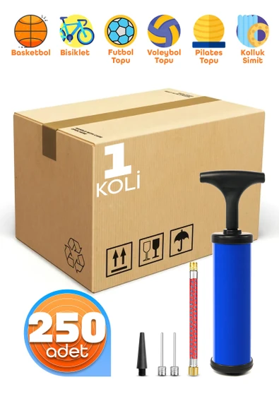 1 KOLİ | 250 Adet Şişirme Pompa Seti Futbol Bisiklet Topu Şişme Yatak Simit Şişirme Pompası 20cm ürün görseli 1
