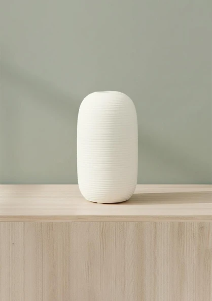 Fiona Seramik Vazo Oval, Beyaz 15 CM - Resim 2