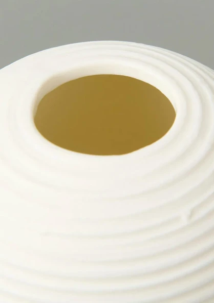 Fiona Seramik Vazo Oval, Beyaz 25 CM - Resim 3
