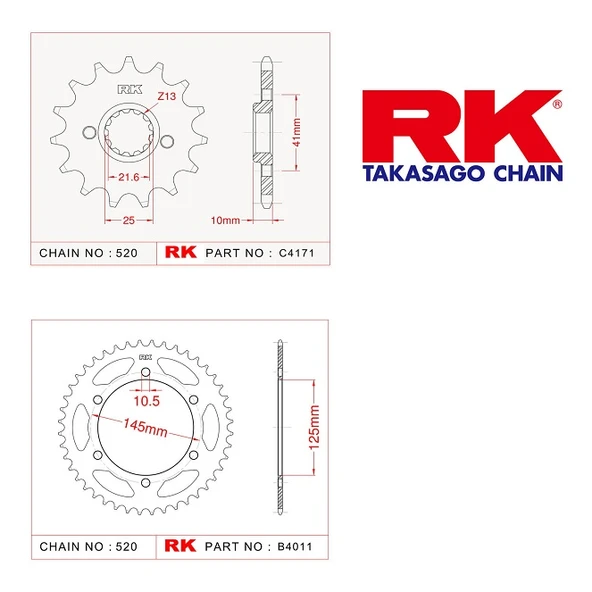 RK Yamaha Xt 660 X/R 15/45T Ön Arka Dişli Set 520 04-14 ürün görseli 1