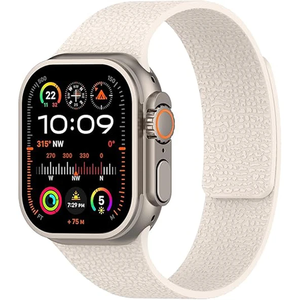 Apple Watch 2-3-4-5-6-7-8-10 & SE Uyumlu Manyetik Desenli Spor Silikon Kordon (38/40/41 & 42 mm)  Starlight ürün görseli 1