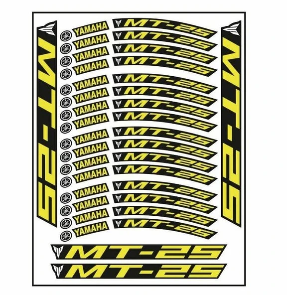 Yamaha MT-25 Florasan Sarı Baskı 1 Set Jant Şeridi ürün görseli 1