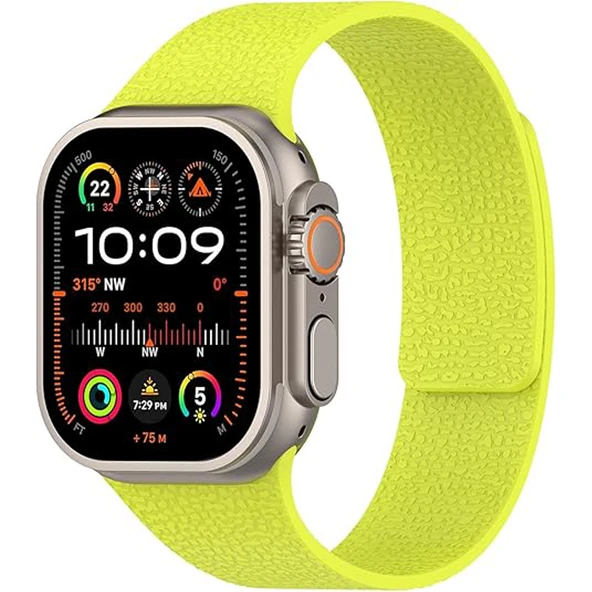 Apple Watch 2-3-4-5-6-7-8-10 & SE Uyumlu Manyetik Desenli Spor Silikon Kordon (38/40/41 & 42 mm)  Yeşil ürün görseli 1