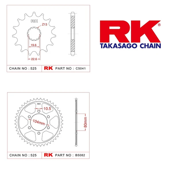 RK Kawasaki Zx 10 R 17/39T Ön Arka Dişli Set 525 04-05 ürün görseli 1