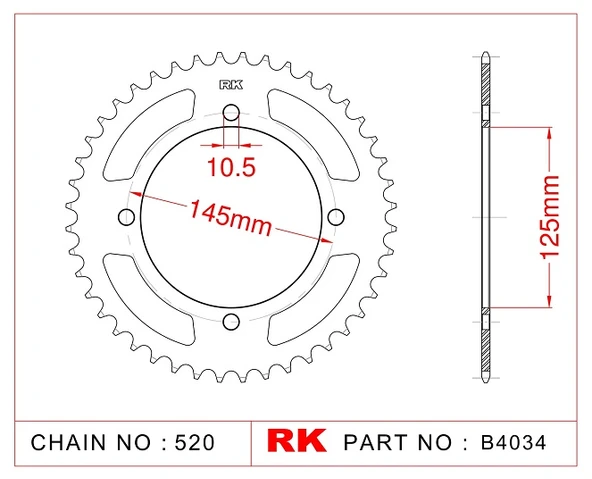 RK B4034-45 Çelik Arka Dişli ürün görseli 1