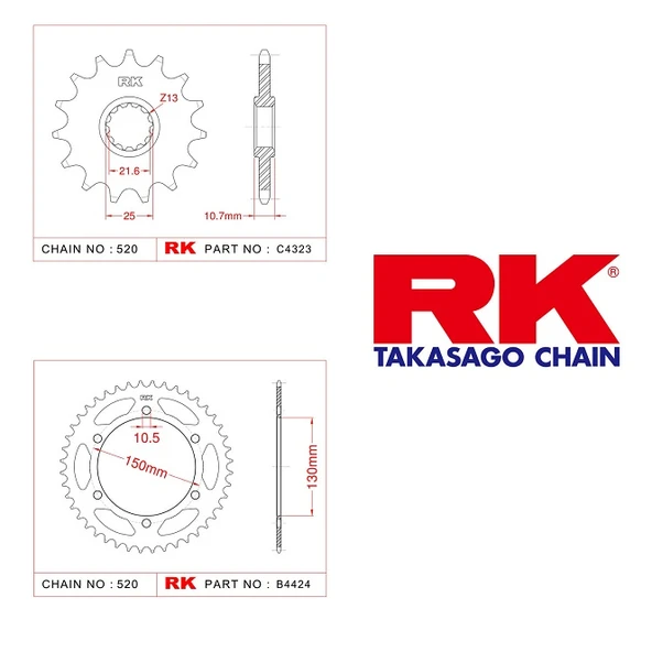 RK XJ 600 Diversion 16/46T Ön Arka Dişli Set 520 09-15 ürün görseli 1