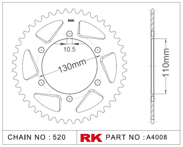 RK A4008-47-0A Aluminyum Arka Dişli ürün görseli 1