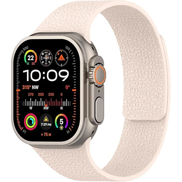 Apple Watch 2-3-4-5-6-7-8-10 SE Ultra Uyumlu Manyetik Desenli Spor Silikon Kordon (42/44/45/46/49)  Pudra ürün görseli 1