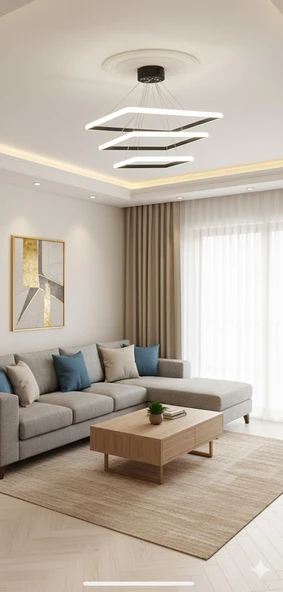 GN GEN AYDINLATMA Modern Kare Siyah Kasa Günışığı Led Avize ürün görseli 1