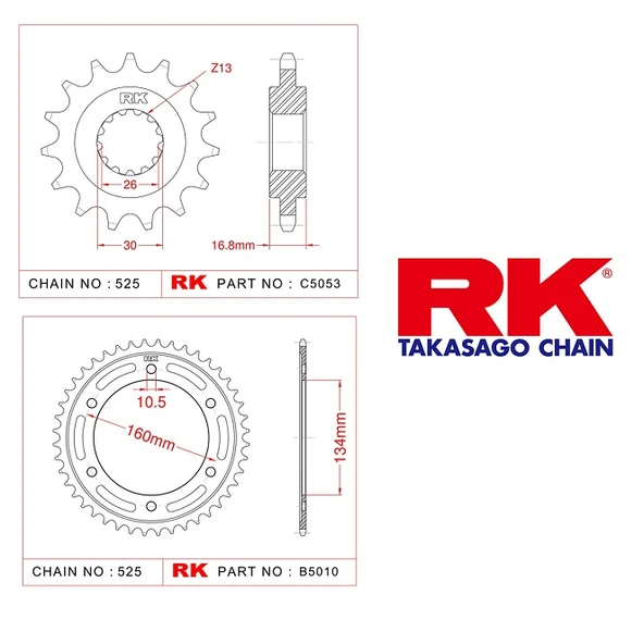 RK Honda CBR 600 F 16/45T Ön Arka Dişli Set 525 01-07 ürün görseli 1