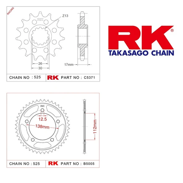 RK Honda CBR 600 F4 16/45T Ön Arka Dişli Set 525 99-00 ürün görseli 1
